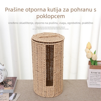 Koš za skladištenje s poklopcem, pleteni užet od željeza, za knjige, časopise i odjeću — moderan minimalistički stil
