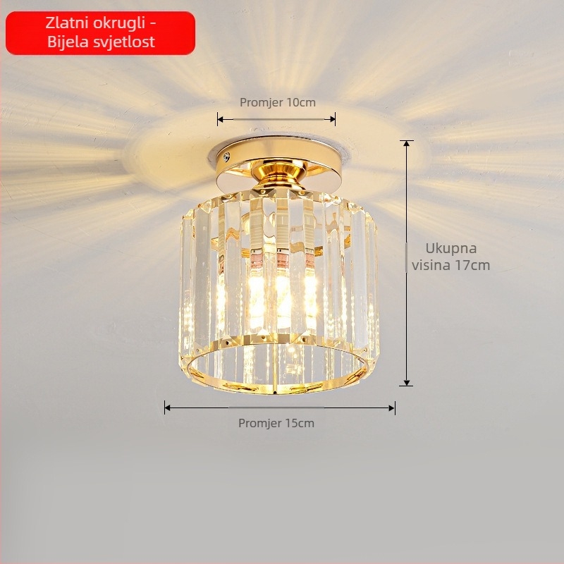 Kristalna viseća svjetiljka, višeglava, LED, prilagodljiva visina, metalno sjenilo, za hodnik i balkon, europski stil, rasvjeta 5–10 m²