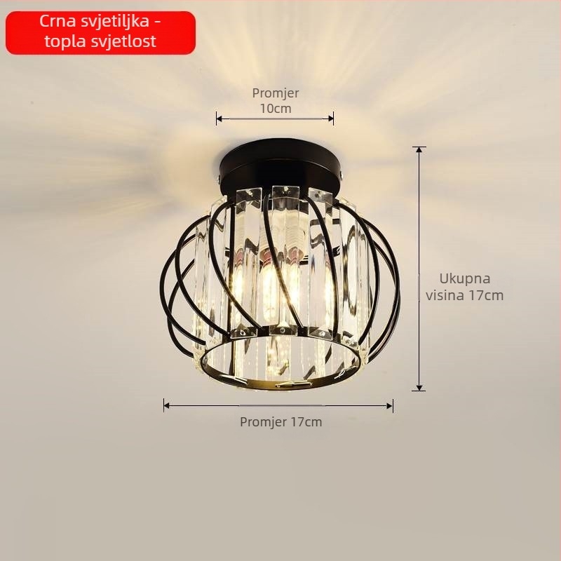 Kristalna viseća svjetiljka, višeglava, LED, prilagodljiva visina, metalno sjenilo, za hodnik i balkon, europski stil, rasvjeta 5–10 m²