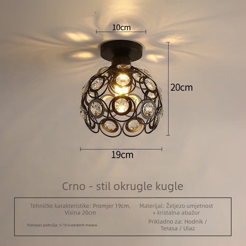 Kristalna viseća svjetiljka, višeglava, LED, prilagodljiva visina, metalno sjenilo, za hodnik i balkon, europski stil, rasvjeta 5–10 m²