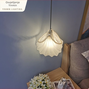 Stakleni viseći luster, francuski pastoralni stil za spavaću sobu, LED, model D002, s jednim izvorom svjetla, domet 3–5 m²