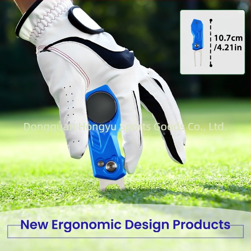 Golf Green Fork – Sklopiva golf dodatna oprema od nehrđajućeg čelika i aluminija, marka wosofe, s tiskanim logom