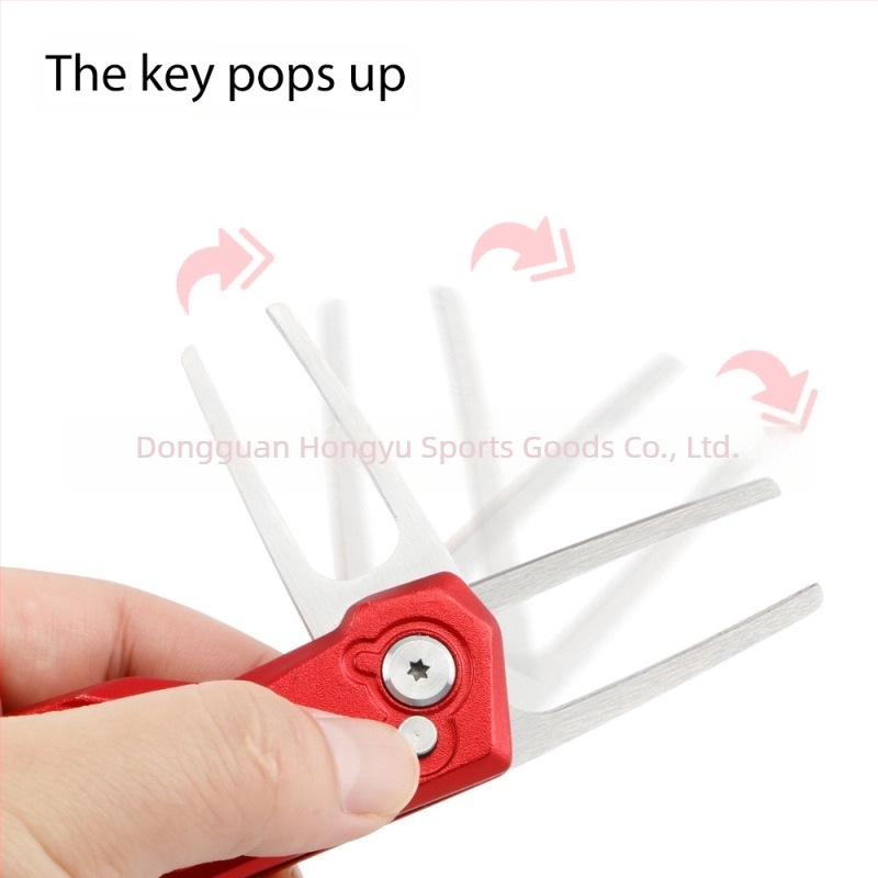 Golf Green Fork – Sklopiva golf dodatna oprema od nehrđajućeg čelika i aluminija, marka wosofe, s tiskanim logom