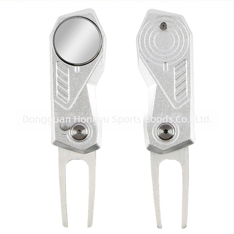 Golf Green Fork – Sklopiva golf dodatna oprema od nehrđajućeg čelika i aluminija, marka wosofe, s tiskanim logom