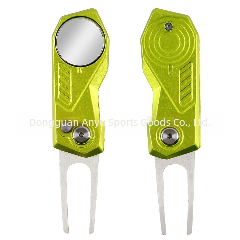 Golf Green Fork – Sklopiva golf dodatna oprema od nehrđajućeg čelika i aluminija, marka wosofe, s tiskanim logom