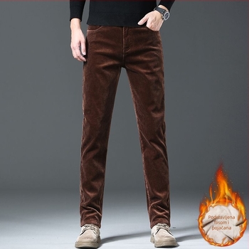 Kordurove pamukne hlače, ravni kroj, srednji pojas, zatvarač, fleksi materijal