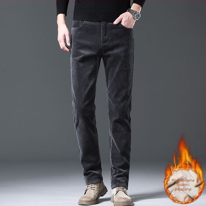 Kordurove pamukne hlače, ravni kroj, srednji pojas, zatvarač, fleksi materijal