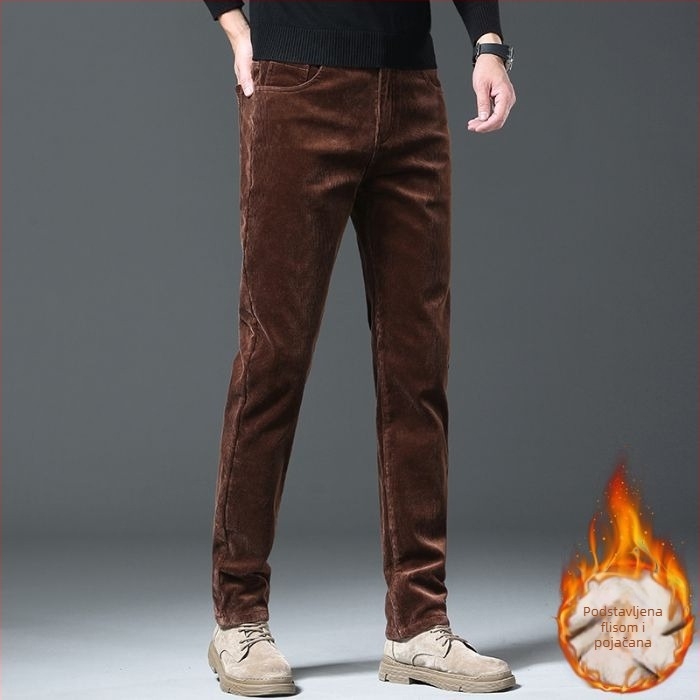 Kordurove pamukne hlače, ravni kroj, srednji pojas, zatvarač, fleksi materijal