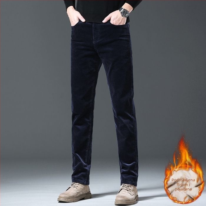 Kordurove pamukne hlače, ravni kroj, srednji pojas, zatvarač, fleksi materijal