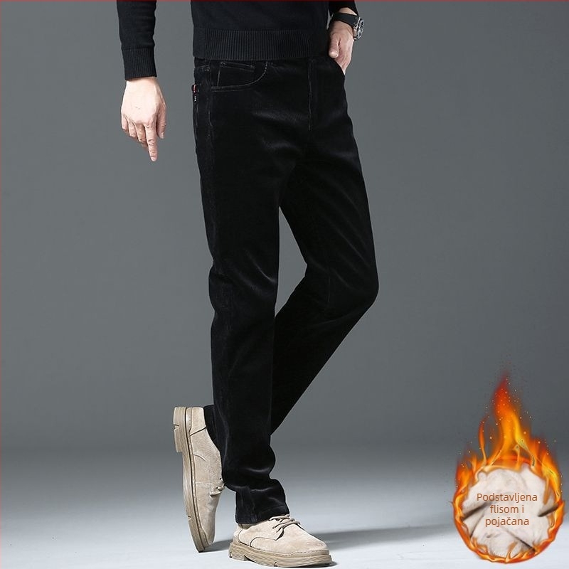 Kordurove pamukne hlače, ravni kroj, srednji pojas, zatvarač, fleksi materijal