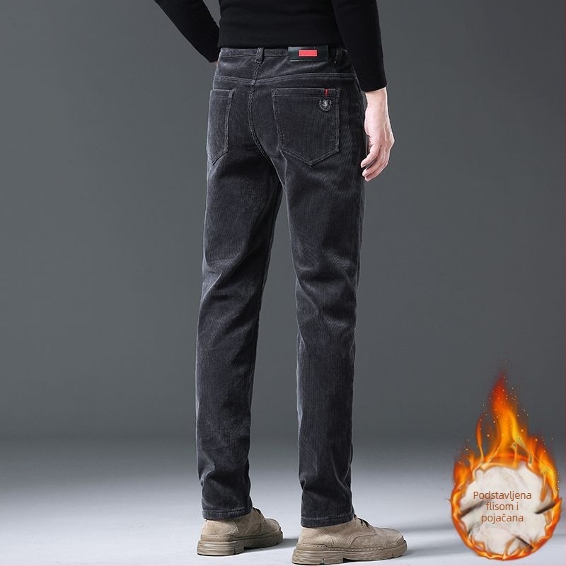 Kordurove pamukne hlače, ravni kroj, srednji pojas, zatvarač, fleksi materijal