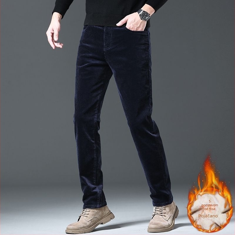 Kordurove pamukne hlače, ravni kroj, srednji pojas, zatvarač, fleksi materijal