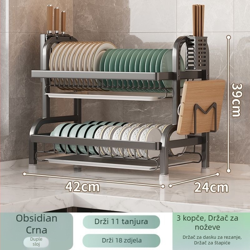 Kuhinjski regal za posuđe, sklopivi, od karbon čelika, jednostavan i moderan dizajn