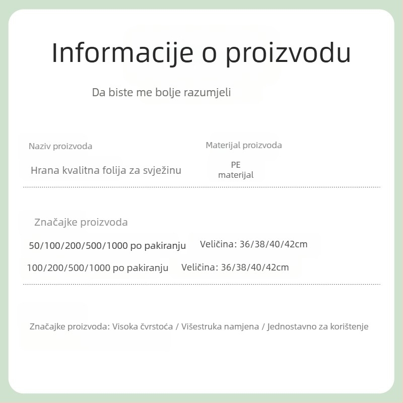 Elastični poklopac za zdjelu od PE klase s držačem folije za čuvanje ostataka — 1 komad, kućna upotreba