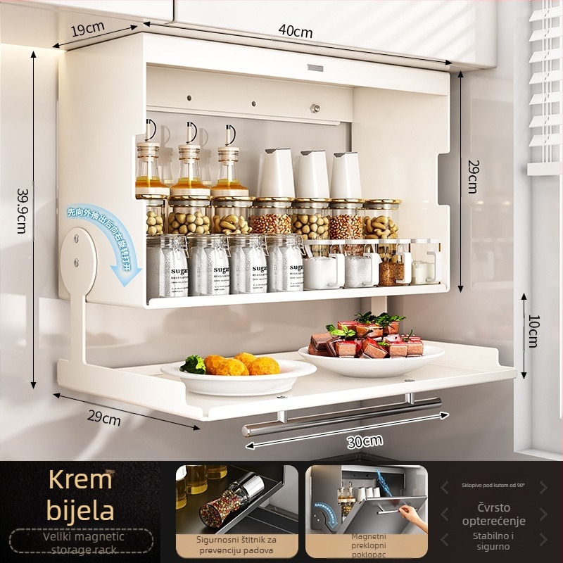 Zidni stalak za začine ispod kuhinjskog ormarića (Brand Lu Bao; Materijal: čelik s dodatkom ugljika; Funkcija: višenamjenski; Ugradnja: zidna; Stil: moderni minimalistički)