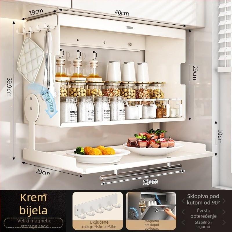 Zidni stalak za začine ispod kuhinjskog ormarića (Brand Lu Bao; Materijal: čelik s dodatkom ugljika; Funkcija: višenamjenski; Ugradnja: zidna; Stil: moderni minimalistički)