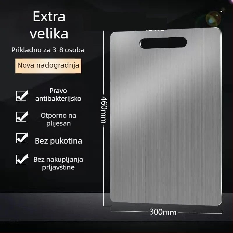 Daska za rezanje od nehrđajućeg čelika, dvostrana, otporna na plijesan, antibakterijska, protuklizna površina.