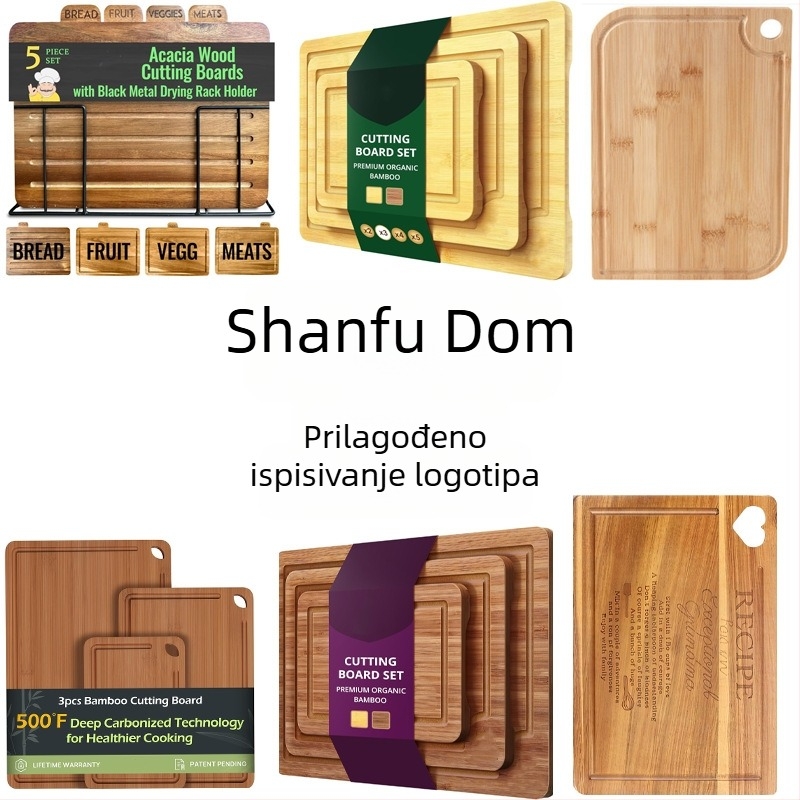 Drvena daska za rezanje sa stalkom – drvena površina, marka Good fortune, protuklizna, antibakterijska, otporna na plijesan, moderni minimalistički stil
