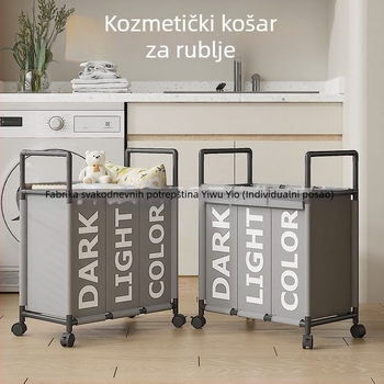Koš za rublje od netkanog materijala, s tri odjeljka i poklopcem, uklonjivi višenamjenski spremnik za kupaonicu