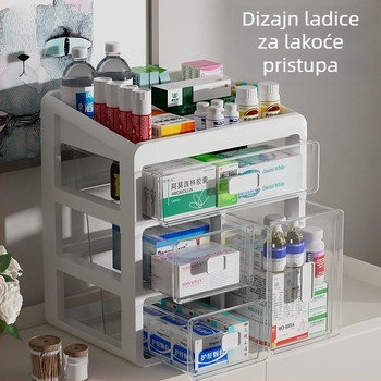 Kućna kutija za lijekove s ladicama, plastična, velikog kapaciteta i višeslojnih pretinaca