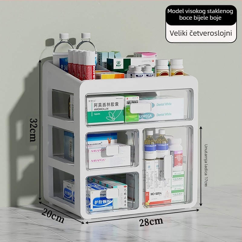 Kućna kutija za lijekove s ladicama, plastična, velikog kapaciteta i višeslojnih pretinaca