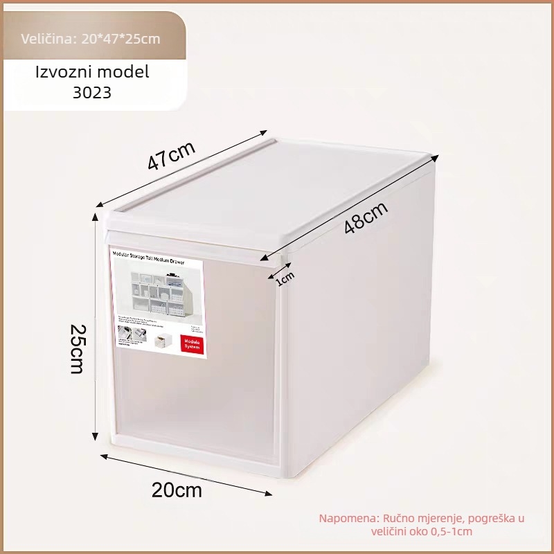 Mat izgled ladica za pohranu donjeg rublja i čarapa, kapacitet 20–30 L, PP plastika, otporna na prašinu, modeli 3021–3024