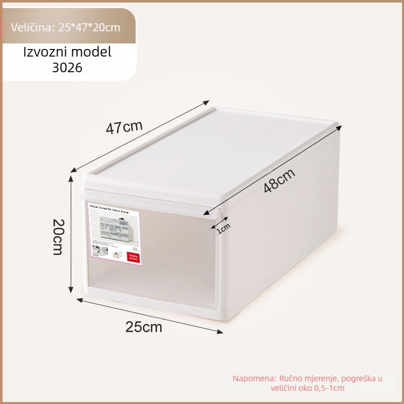 Mat izgled ladica za pohranu donjeg rublja i čarapa, kapacitet 20–30 L, PP plastika, otporna na prašinu, modeli 3021–3024