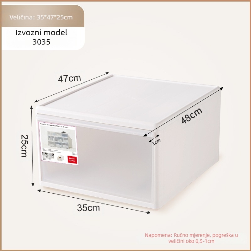 Mat izgled ladica za pohranu donjeg rublja i čarapa, kapacitet 20–30 L, PP plastika, otporna na prašinu, modeli 3021–3024