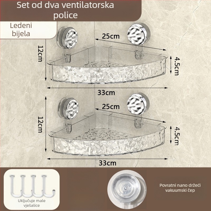 Zidni organizator kupaonice s usisnom čašicom | Plastika | Jednostupanjski | Lagani luksuz | Thriving