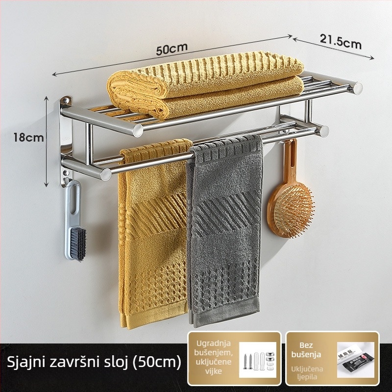 Držač za ručnike na zidu, bez bušenja, od nehrđajućeg čelika 304, moderan stil, Guangkai