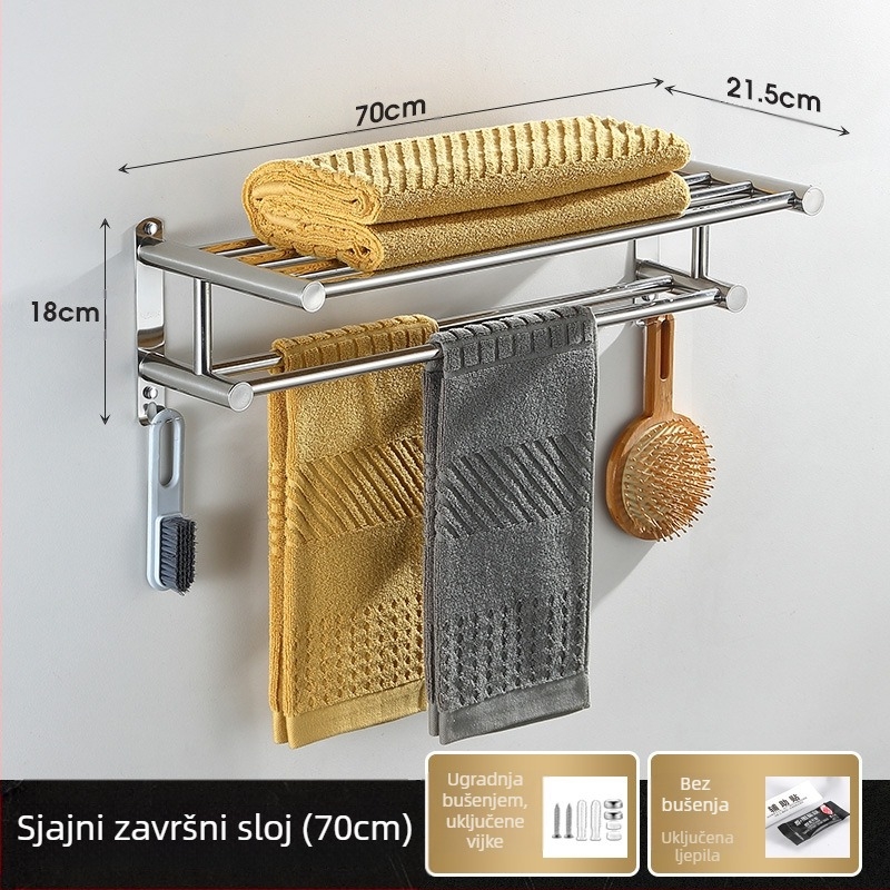 Držač za ručnike na zidu, bez bušenja, od nehrđajućeg čelika 304, moderan stil, Guangkai