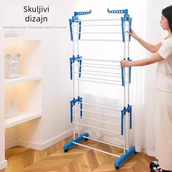 Podna sušilica za rublje sa tri sloja, krilastog dizajna, mobilna, sklopiva