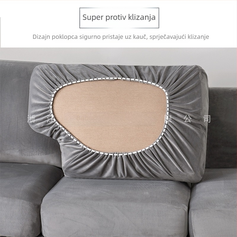 Elastični kauč presvlaka od baršuna sa srebrno lisom, potpuno pokrivanje, jednobojna boja, europsko-američki stil, podijeljena kauč presvlaka, set višedijelni