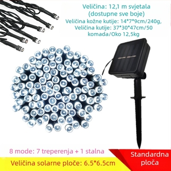 Solarna LED niz svjetla, 8 funkcija, vanjske dekorativne božićne svjetla za vrt (200 LED, IP44, 3000K, 200 lm)
