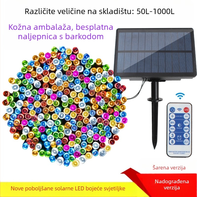 Solarna LED niz svjetla, 8 funkcija, vanjske dekorativne božićne svjetla za vrt (200 LED, IP44, 3000K, 200 lm)