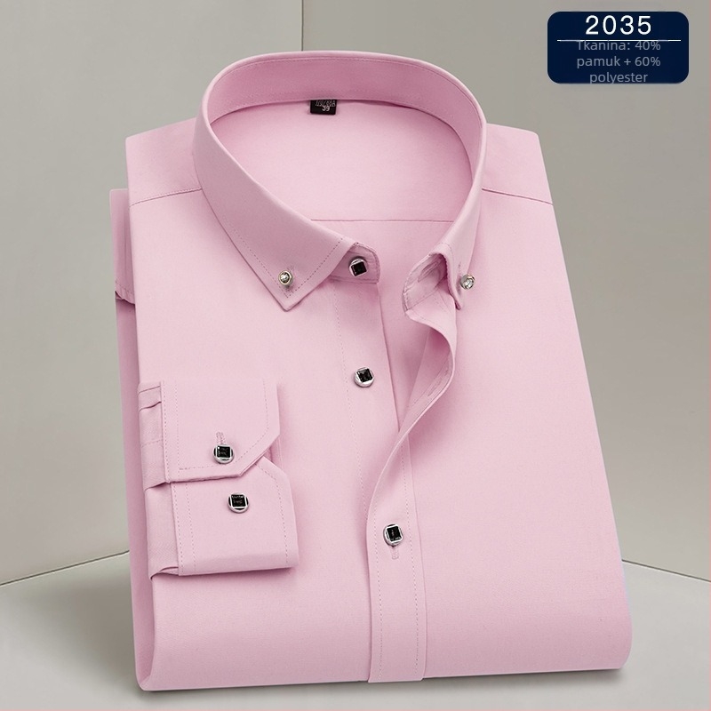 Muška košulja – poslovni stil, kvadratni ovratnik, duge rukave, tkanina od poliester smjese, strojno pranje, otporna na gužvanje