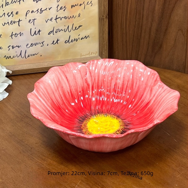 Porcelanski set zdjela i tanjura s cvjetnim motivom, pogodan za mikrovalnu pećnicu, mogućnost prilagodbe