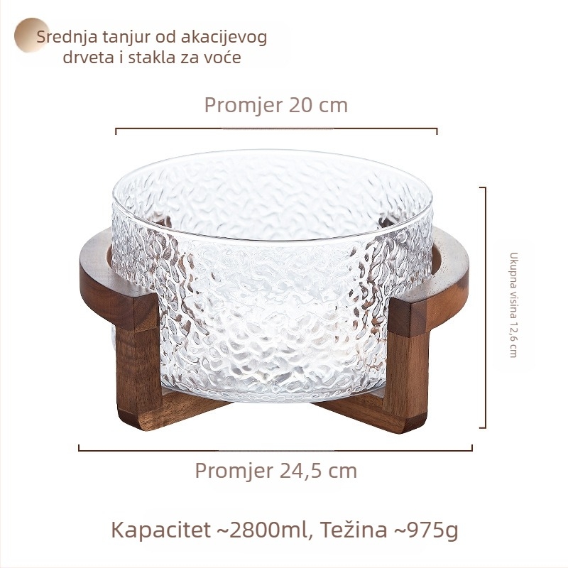 Košara za voće od stakla, Sparkling marka, jednostavan stil, lansirana 2024, premium kvaliteta