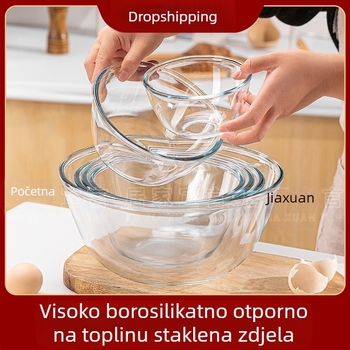 Misa od borosilikatnog stakla visoke toplinske otpornosti, okruglog oblika, pogodna za mikrovalnu pećnicu, moderni minimalistički stil