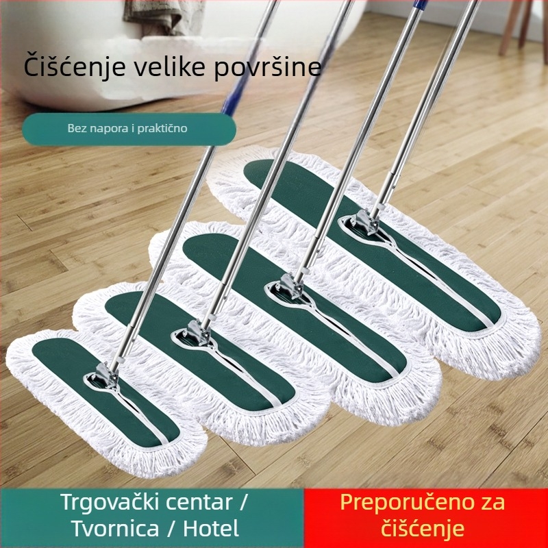Mop za prašinu push tipa, mop od pamuka, drška od nehrđajućeg čelika, dužina šipke 145 cm, masa 500–800 g