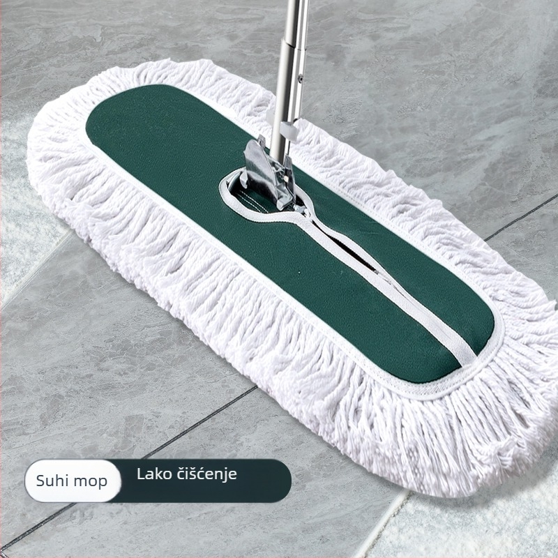Mop za prašinu push tipa, mop od pamuka, drška od nehrđajućeg čelika, dužina šipke 145 cm, masa 500–800 g