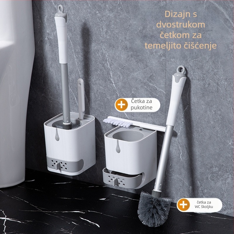 Četka za WC, zidna montaža, bez bušenja, s odvodnom bazom, za kućnu upotrebu