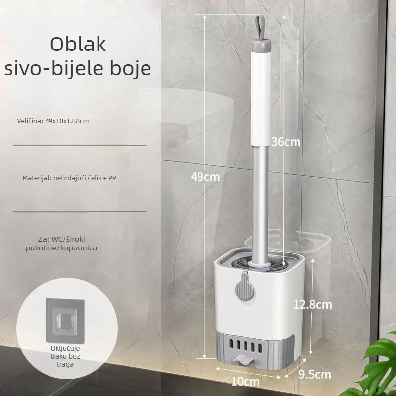Četka za WC, zidna montaža, bez bušenja, s odvodnom bazom, za kućnu upotrebu