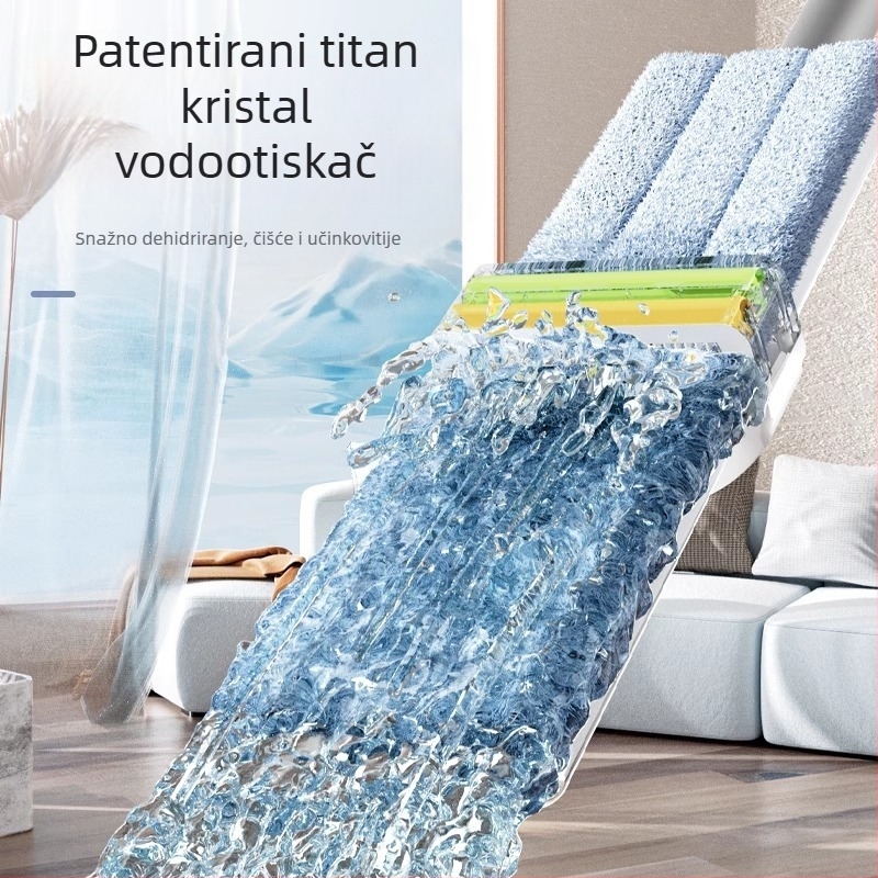 Ploški mop s glavom od mikrovlakna, nehrđajući čelični štap, 90–100% odvodnja, težina ispod 3 kg, dizajn bez ručnog pranja