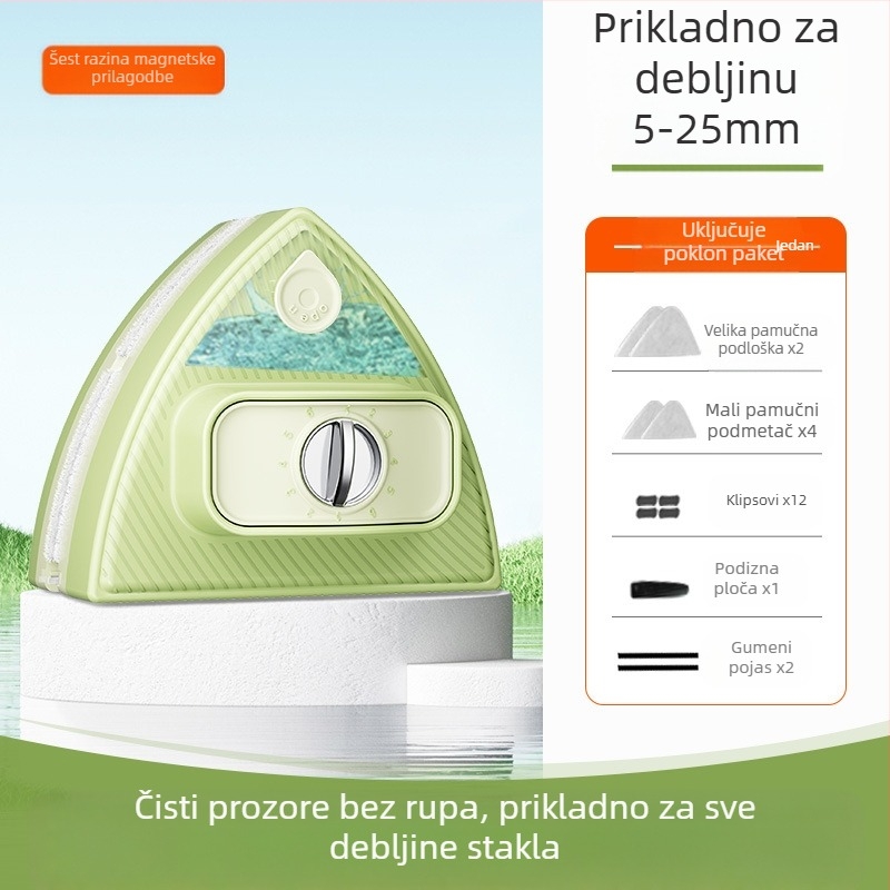Dvostrani magnetski čistač stakla s spremnikom vode, podesivo plastično kućište, za kućnu upotrebu