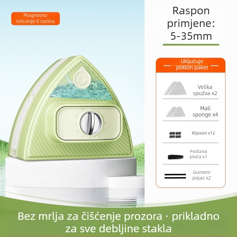 Dvostrani magnetski čistač stakla s spremnikom vode, podesivo plastično kućište, za kućnu upotrebu