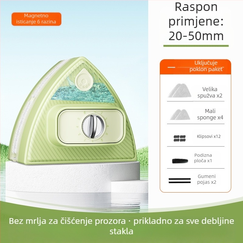 Dvostrani magnetski čistač stakla s spremnikom vode, podesivo plastično kućište, za kućnu upotrebu