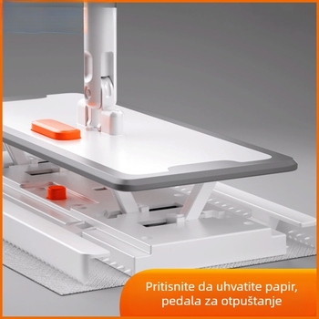 Elektrostatni papirnati mop za prašinu — jednokratni, kućna upotreba, bez pranja, s nehrđajućim čeličnim štapom, jednosmjerni pogon, četverostruko stiskanje