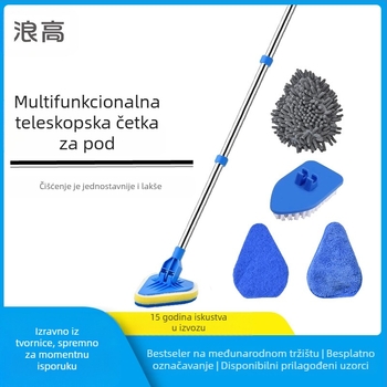 Wave Height Četka za čišćenje s produženom ručkom — trokutna četka za pločice i kupaonicu, sa spužvom, višefunkcionalna