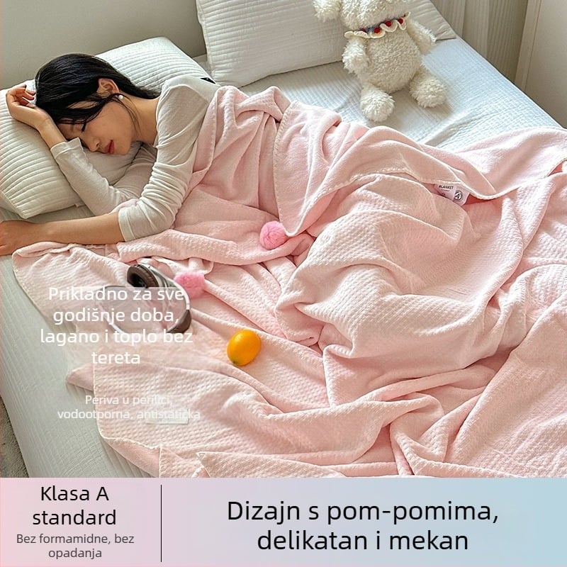 Dvoslojna deka s vafl uzorkom, debela, za uredske dremanje, s klima uređajem, za krevet ili kauč, sve sezone, putna deka